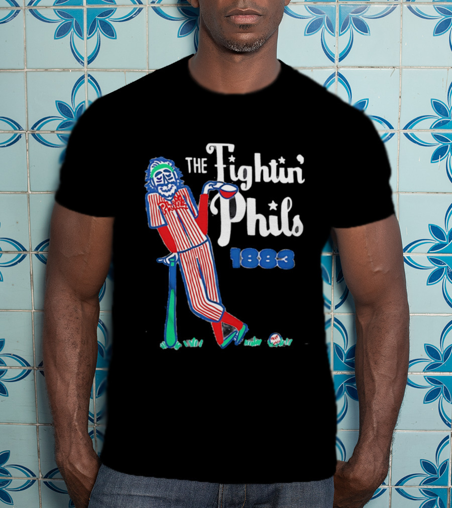 Phillies The Fightin' Phils 1883 Vintage Baseball Character With Bat And Ball T-Shirt