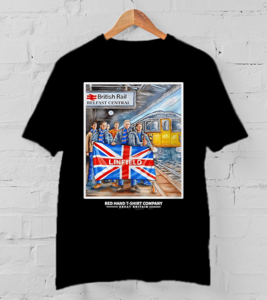 British Rail Belfast Central Linfield UK Flag T-Shirt