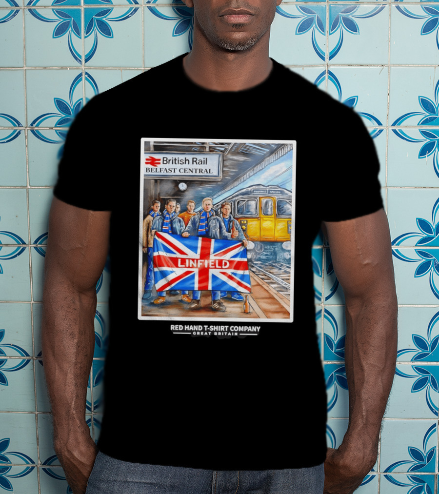 British Rail Belfast Central Linfield UK Flag T-Shirt