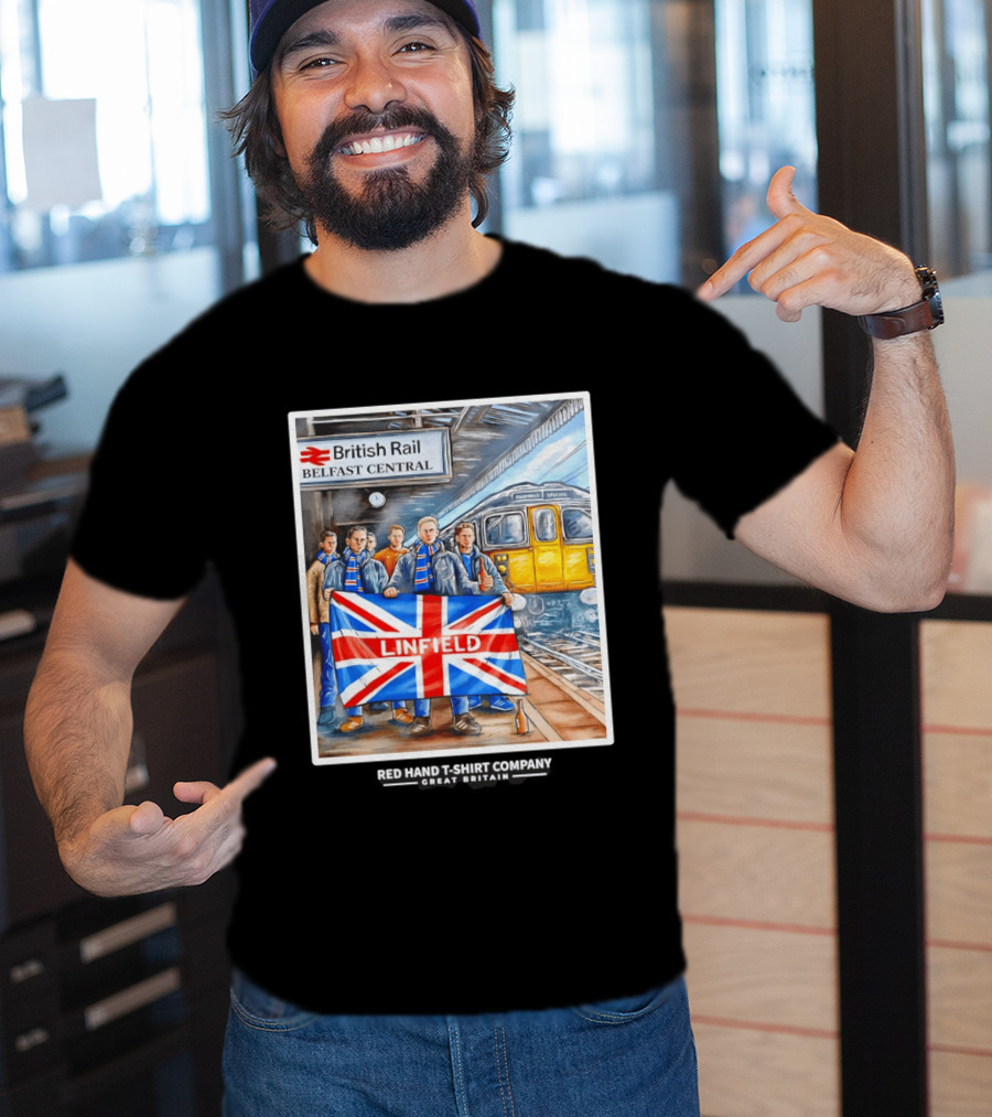 British Rail Belfast Central Linfield UK Flag T-Shirt