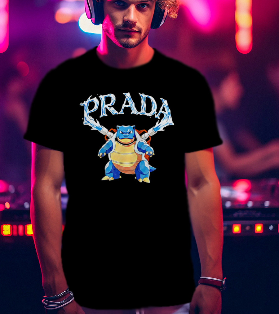 Prada Blastoise Pokemon Mashup Water Cannon T-Shirt