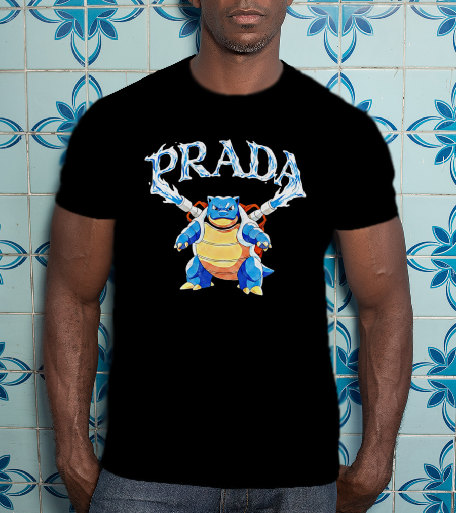 Prada Blastoise Pokemon Mashup Water Cannon T-Shirt