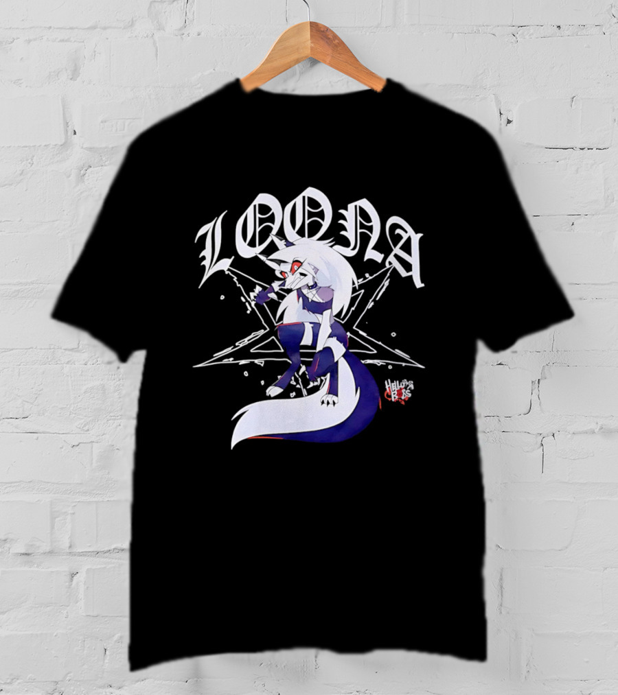 Loona Helluva Boss Demon Character With Stylized White Text And Pentagram T-Shirt
