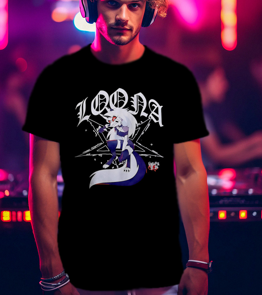 Loona Helluva Boss Demon Character With Stylized White Text And Pentagram T-Shirt