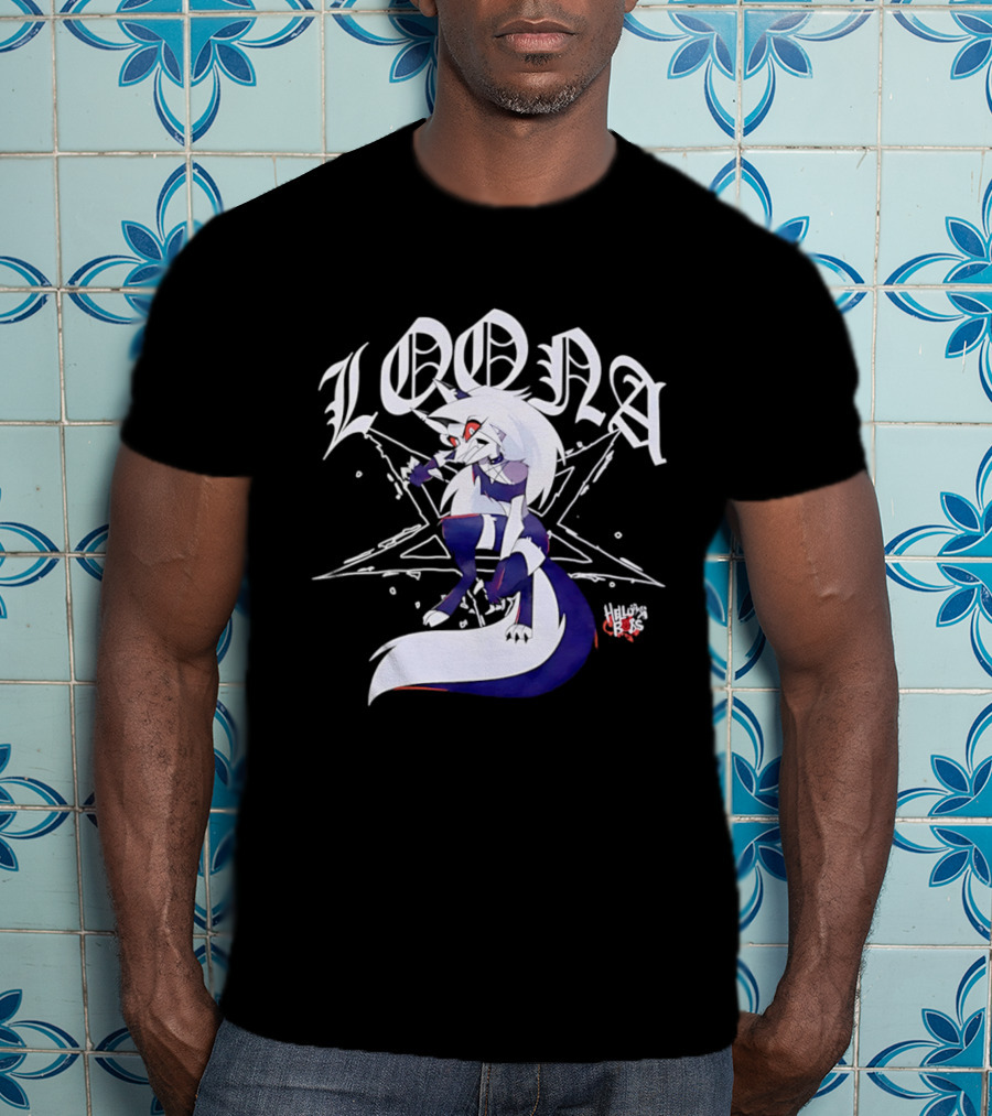 Loona Helluva Boss Demon Character With Stylized White Text And Pentagram T-Shirt
