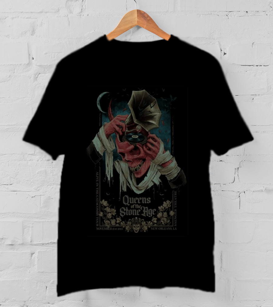 Queens Of The Stone Age Alive In The Catacombs Tour 2025 Saenger Theatre New Orleans T-Shirt