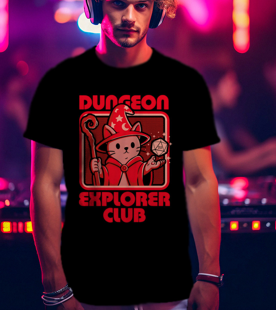 Dungeon Explorer Club RPG Mage Cat T-Shirt