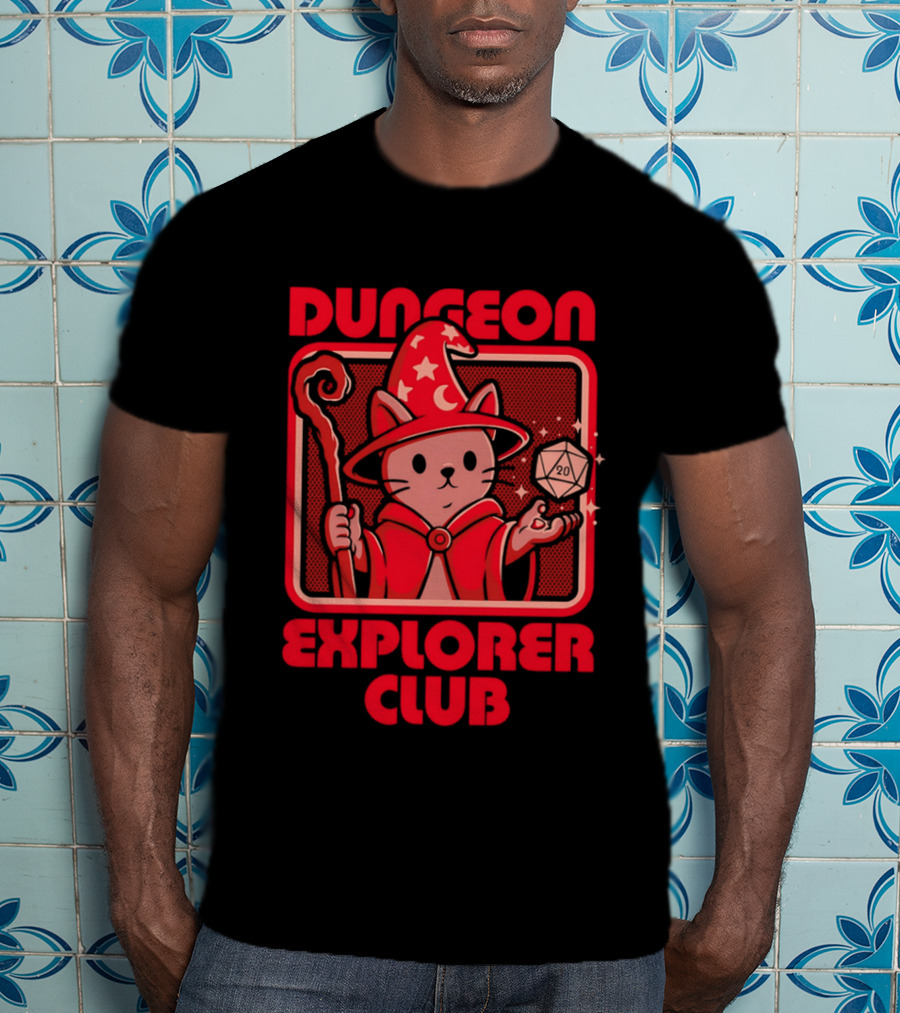 Dungeon Explorer Club RPG Mage Cat T-Shirt