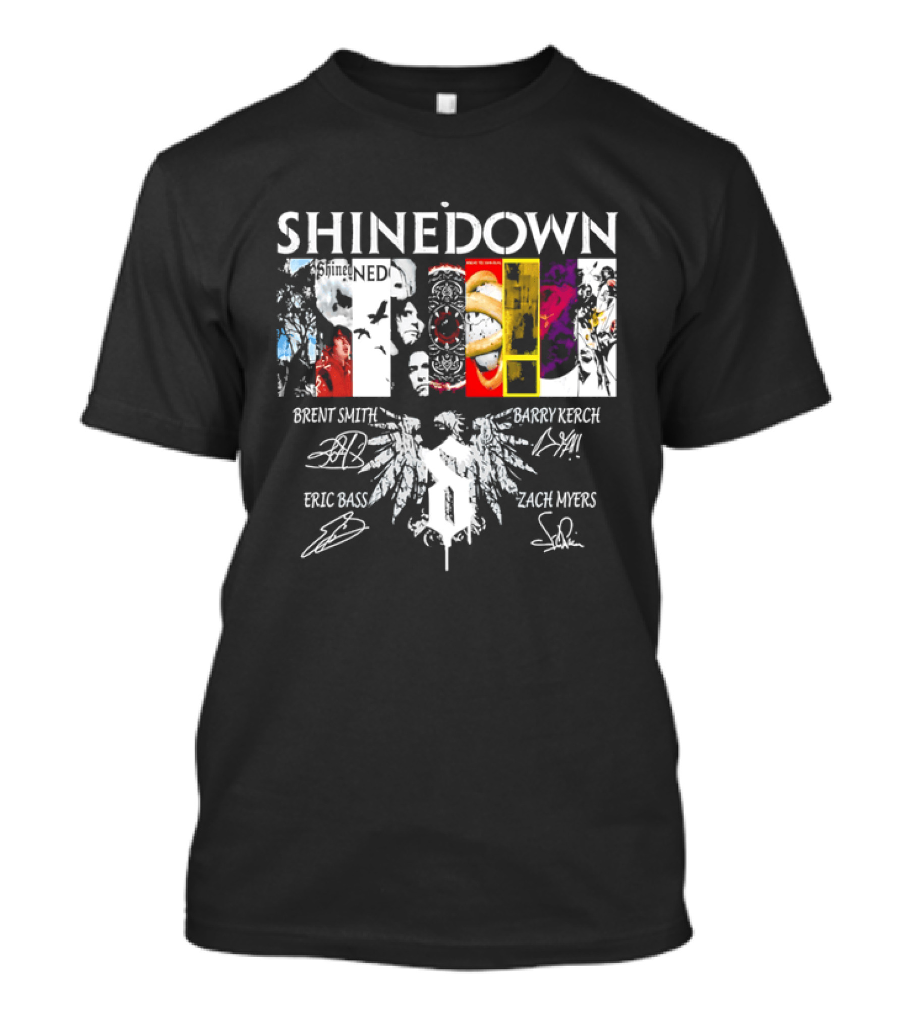 Shinedown Band Collage Brent Smith Barry Kerch Zach Myers Eric Bass Signatures T-Shirt
