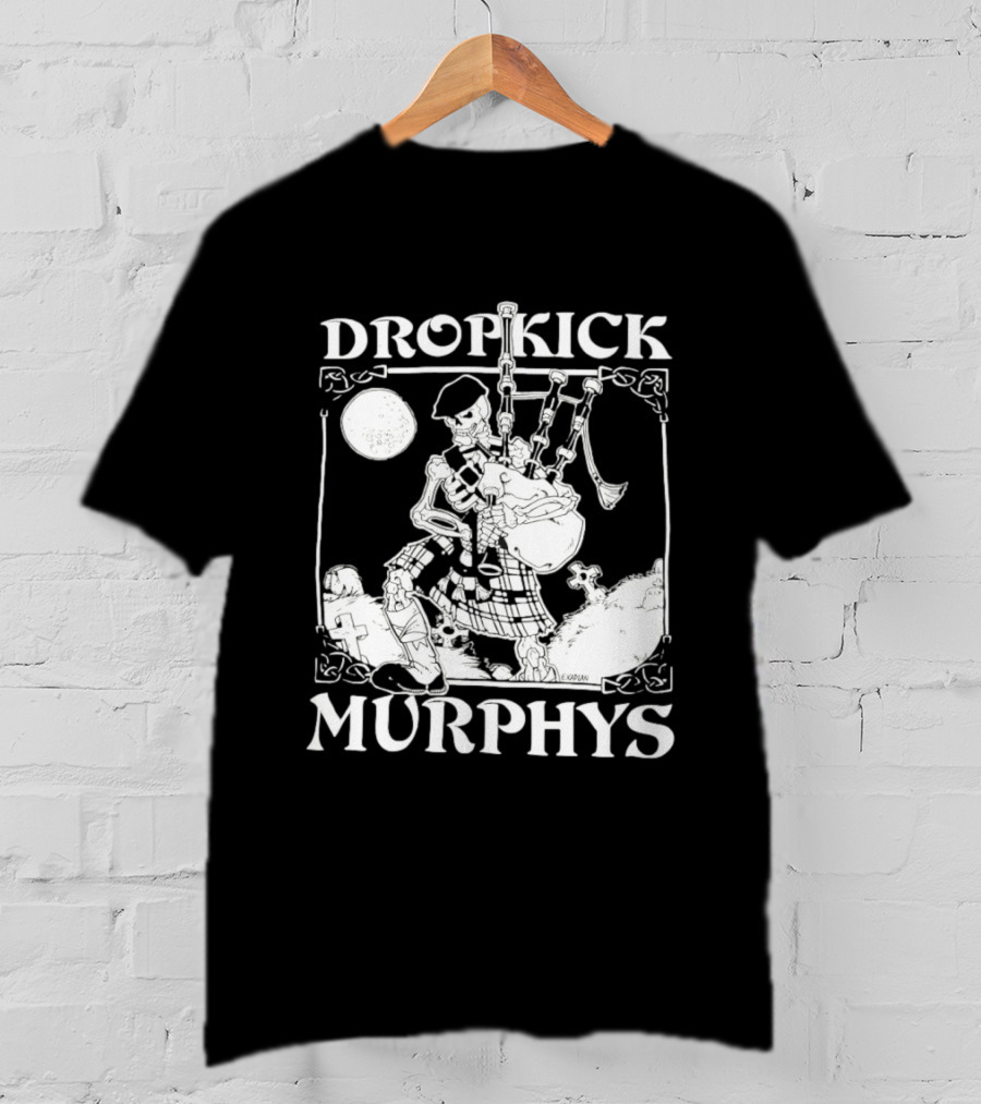 Dropkick Murphys Skelly Piper Bagpipes Moon T-Shirt