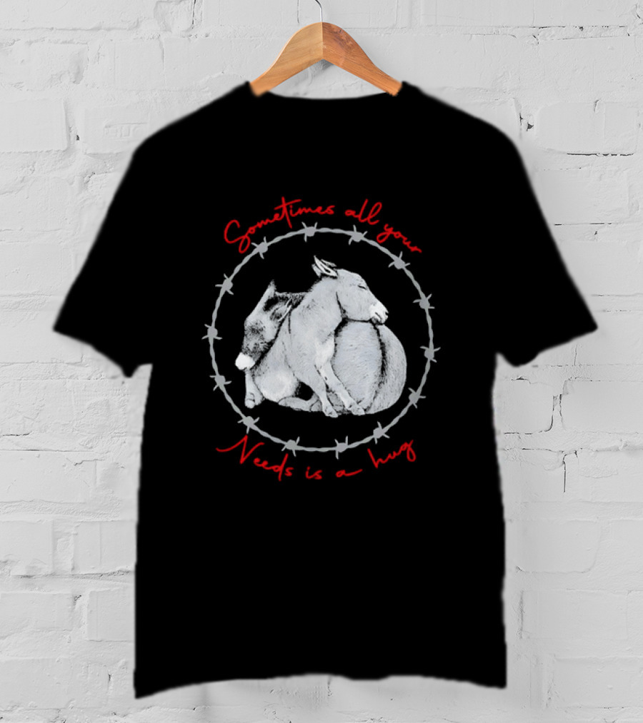 Sometimes All Your Needs Is A Hug Cuddling Donkeys Barbed Wire T-Shirt