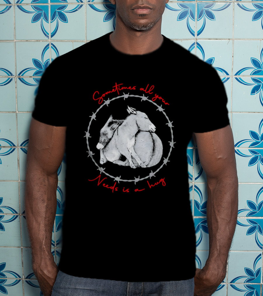 Sometimes All Your Needs Is A Hug Cuddling Donkeys Barbed Wire T-Shirt