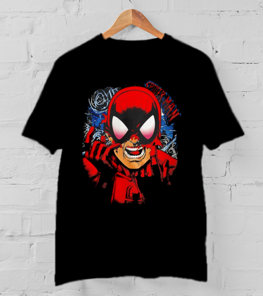 Spider Man Marvel Comics Pulling Off Mask Action T-Shirt