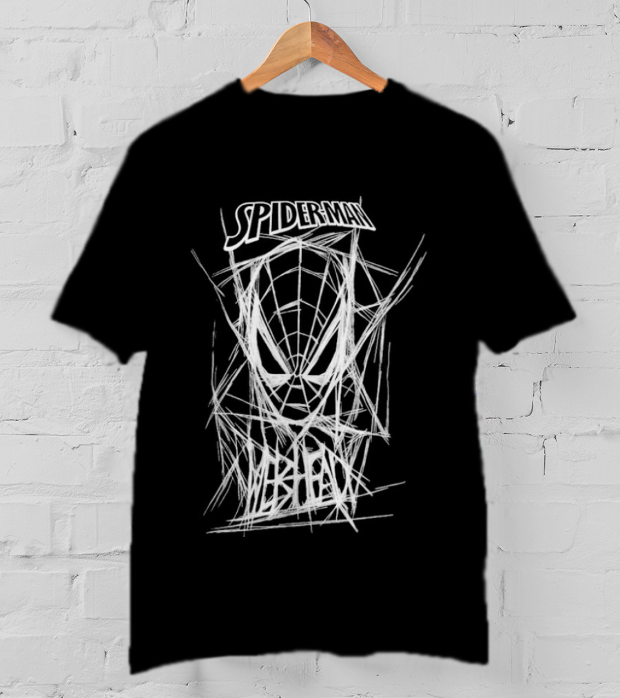 Spider Man Webbed Mask Sketch Spiderman Webhead T-Shirt