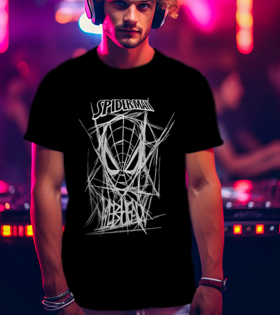 Spider Man Webbed Mask Sketch Spiderman Webhead T-Shirt