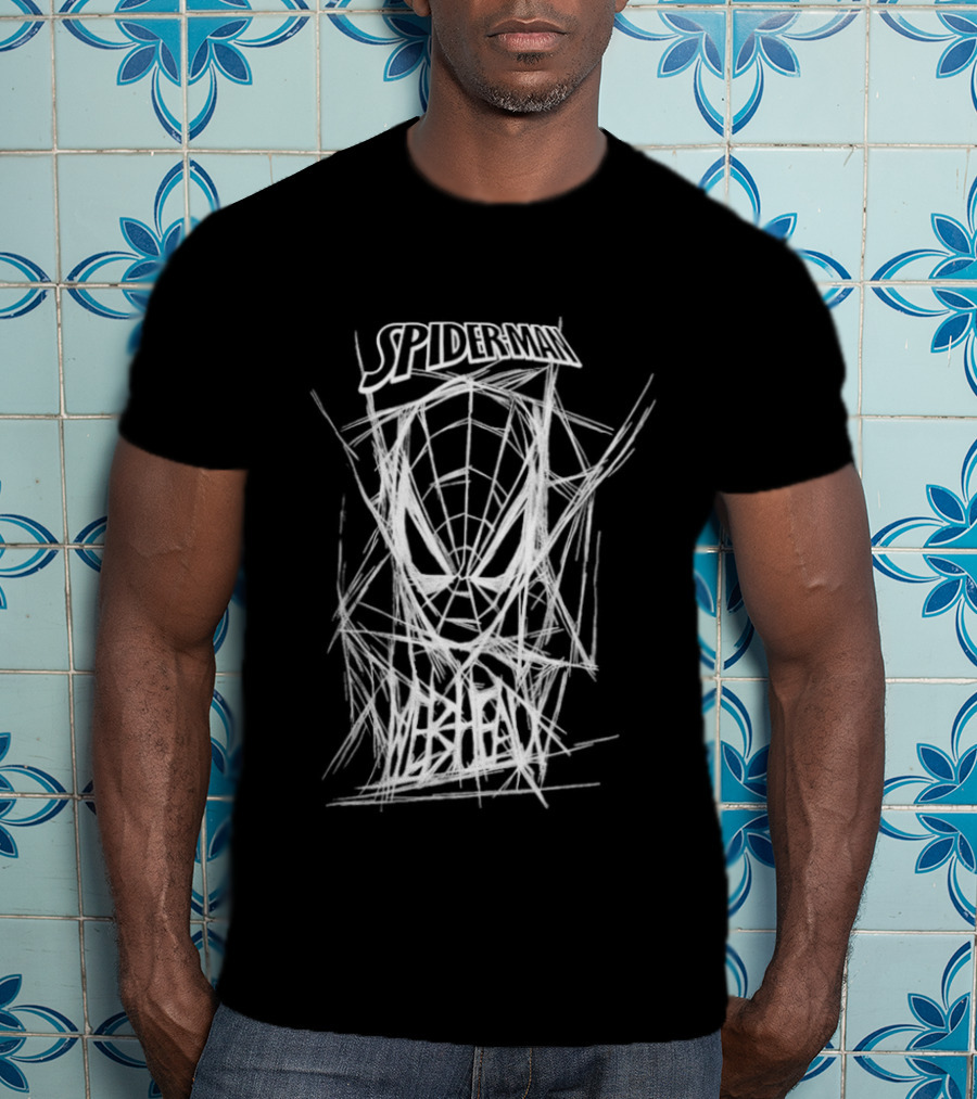 Spider Man Webbed Mask Sketch Spiderman Webhead T-Shirt