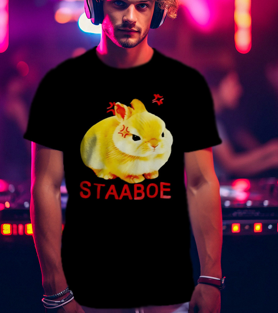 Staaboe Angry Fluffy Yellow Rabbit Red Marks T-Shirt