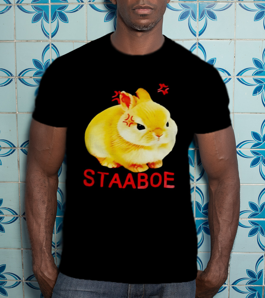 Staaboe Angry Fluffy Yellow Rabbit Red Marks T-Shirt