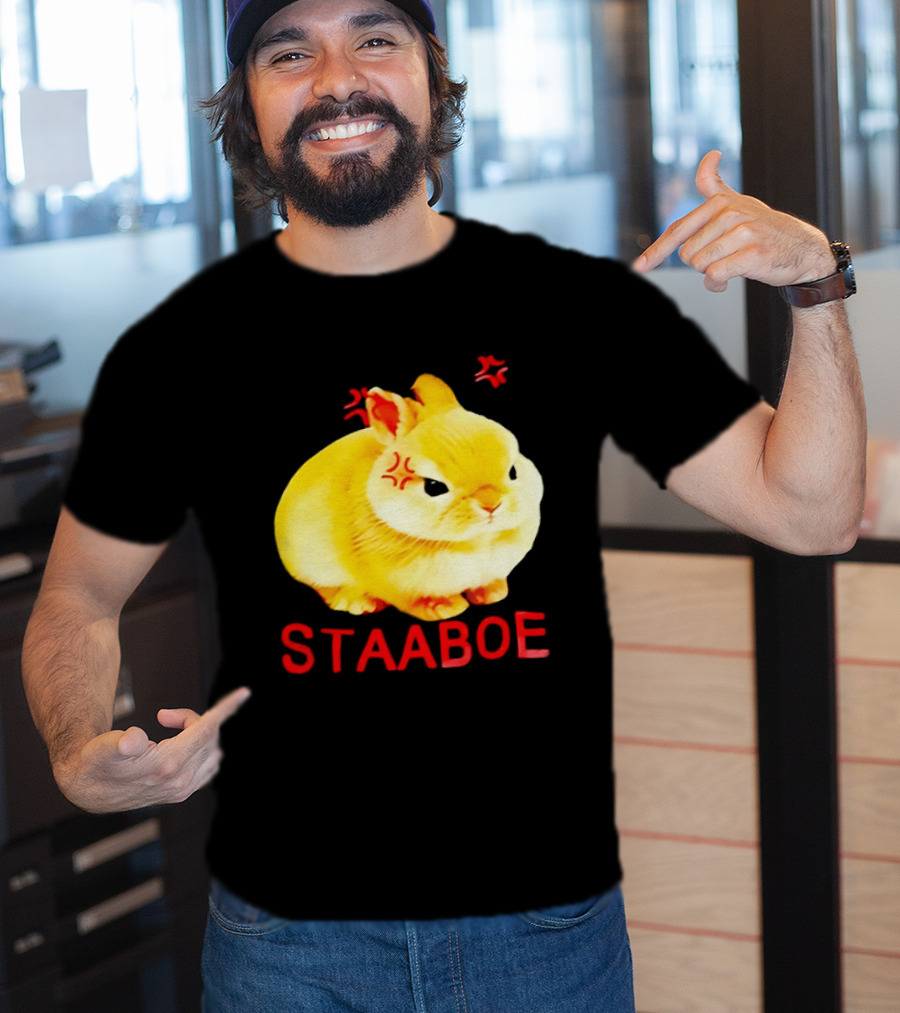 Staaboe Angry Fluffy Yellow Rabbit Red Marks T-Shirt