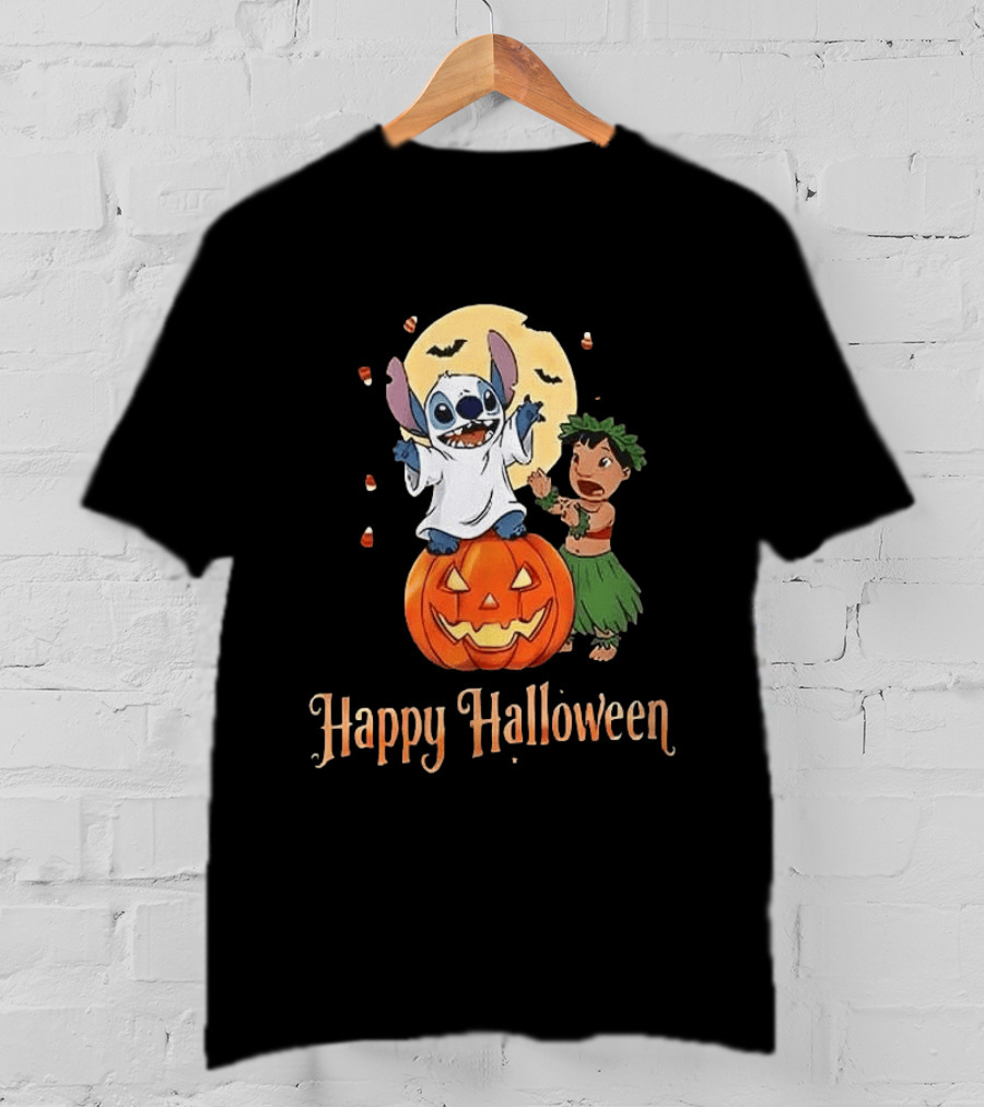 Stitch Halloween Happy Pumpkin Lilo Ghost Costume T-Shirt