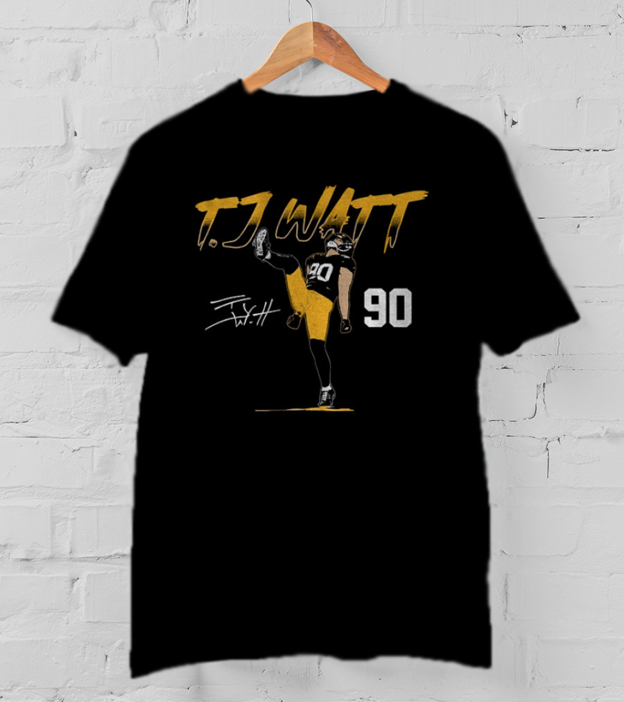 T.J. Watt Pose Pittsburgh Football 90 Player Name Number T-Shirt