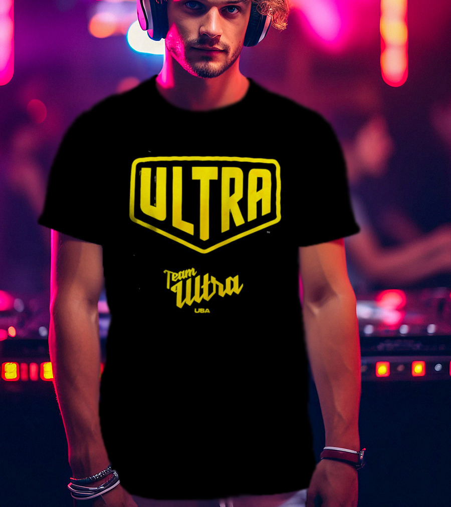 Team Ultra USA Yellow Black Shield Crest Ultra USA T-Shirt