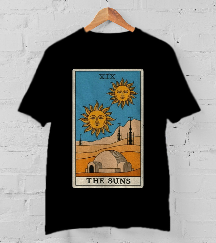 XIX The Suns Twin Suns Tarot Card Star Wars Tatooine Desert Dome T-Shirt