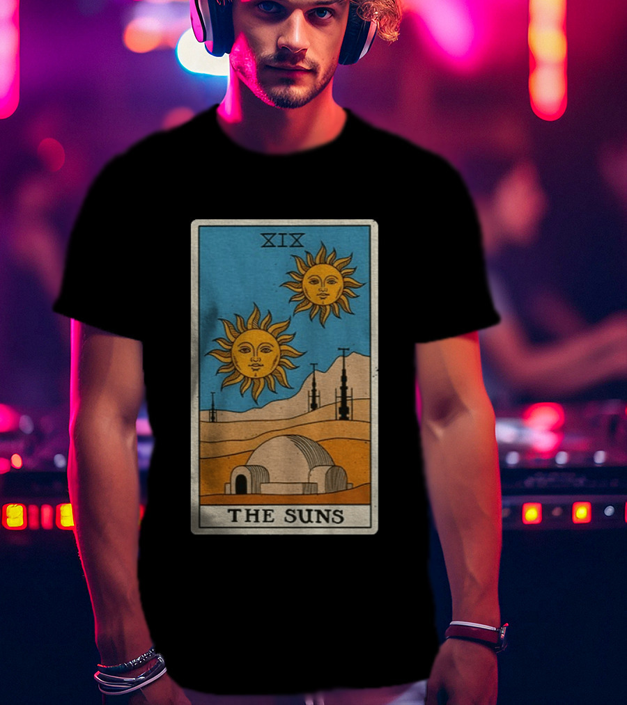 XIX The Suns Twin Suns Tarot Card Star Wars Tatooine Desert Dome T-Shirt