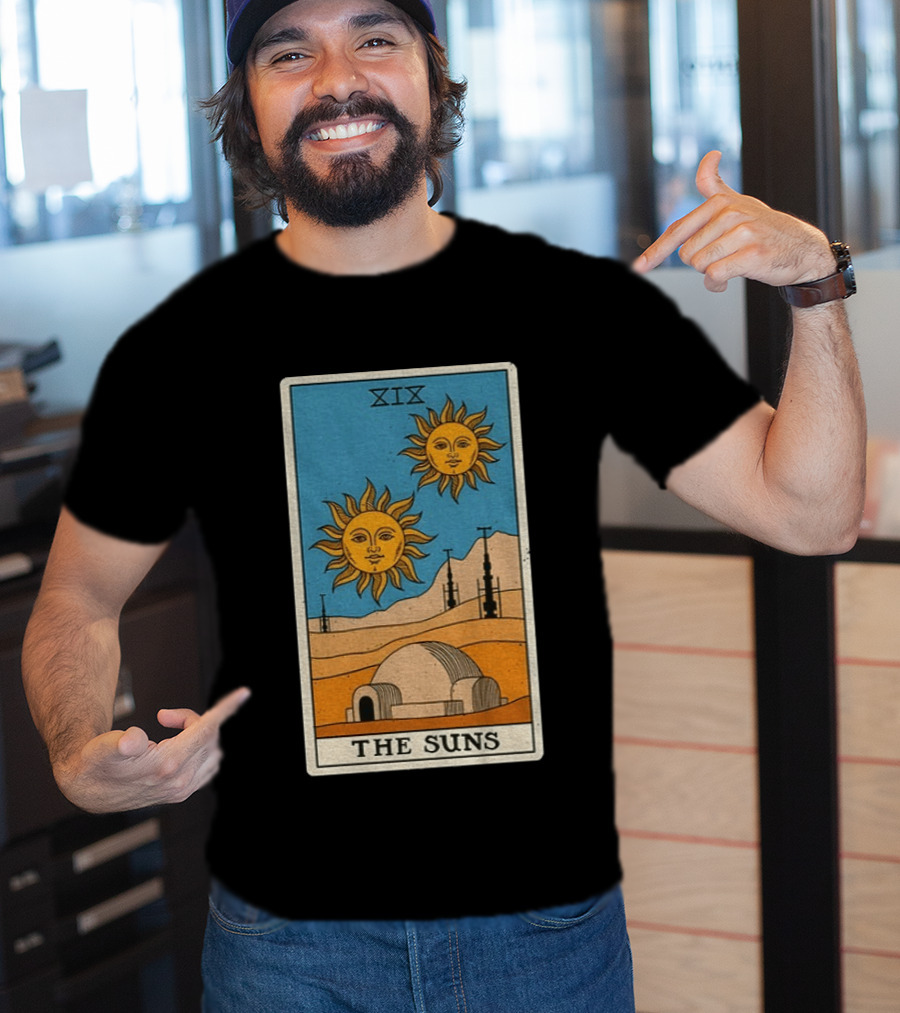XIX The Suns Twin Suns Tarot Card Star Wars Tatooine Desert Dome T-Shirt