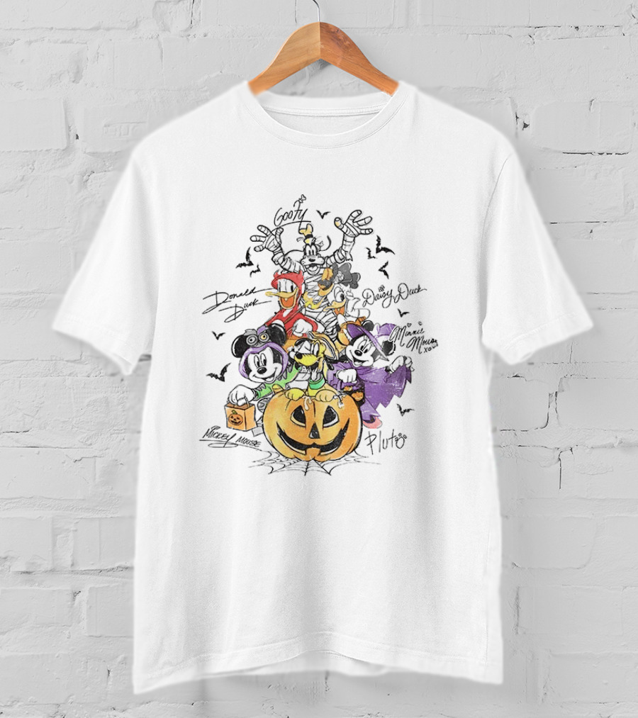 Mickey Minnie Donald Goofy Pluto Daisy Halloween Pumpkin Costume Bash T-Shirt