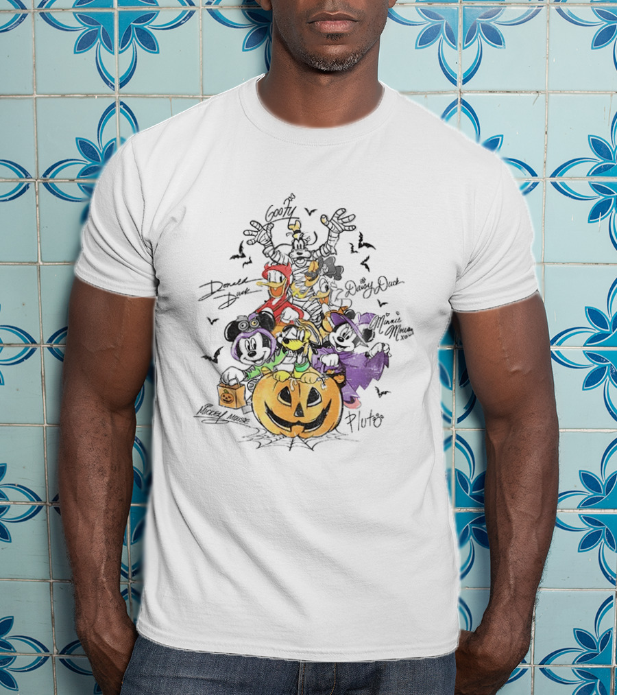 Mickey Minnie Donald Goofy Pluto Daisy Halloween Pumpkin Costume Bash T-Shirt