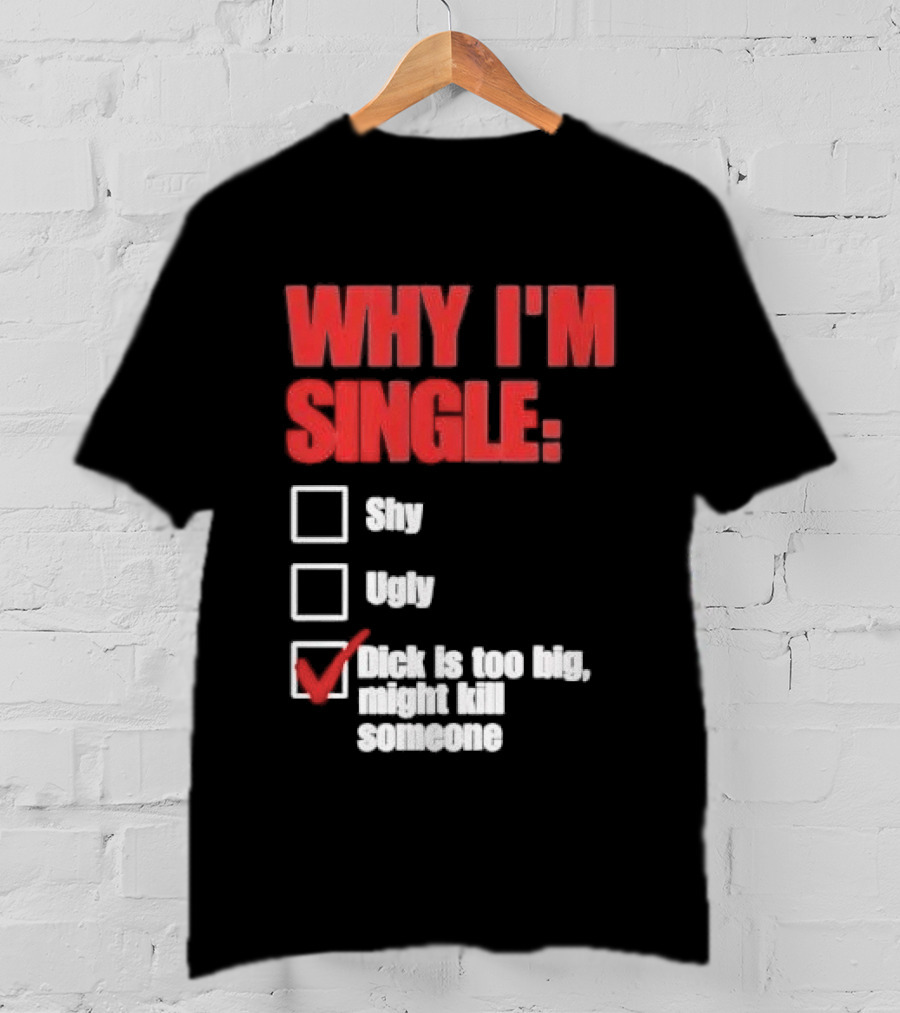 Why I'm Single Checklist Shy Ugly Dick Is Too Big Might Kill Someone Red Check Mark T-Shirt
