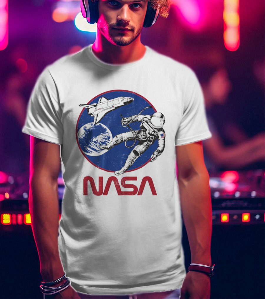 NASA Space Shuttle And Astronaut Earth Scene T-Shirt