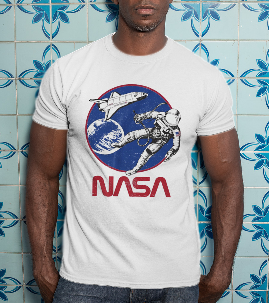 NASA Space Shuttle And Astronaut Earth Scene T-Shirt