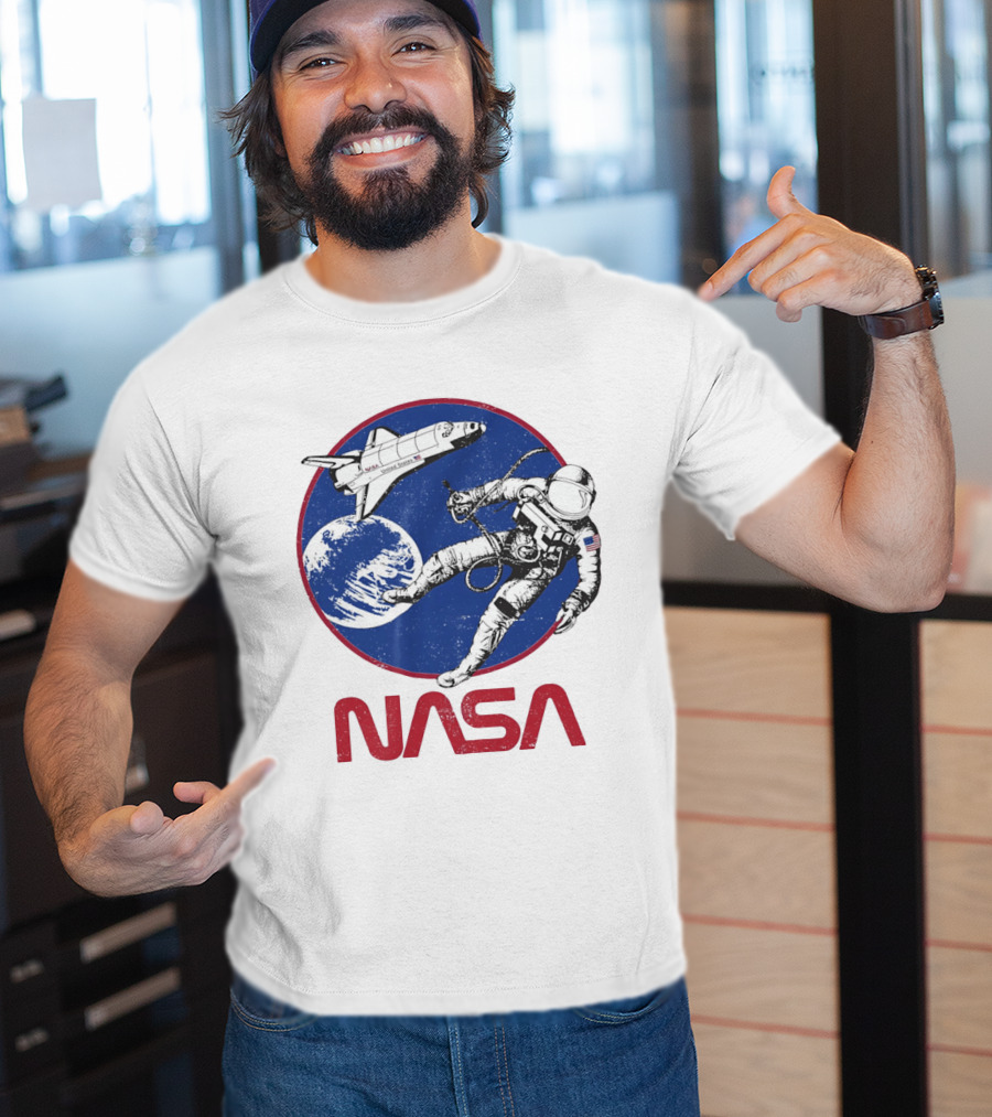 NASA Space Shuttle And Astronaut Earth Scene T-Shirt
