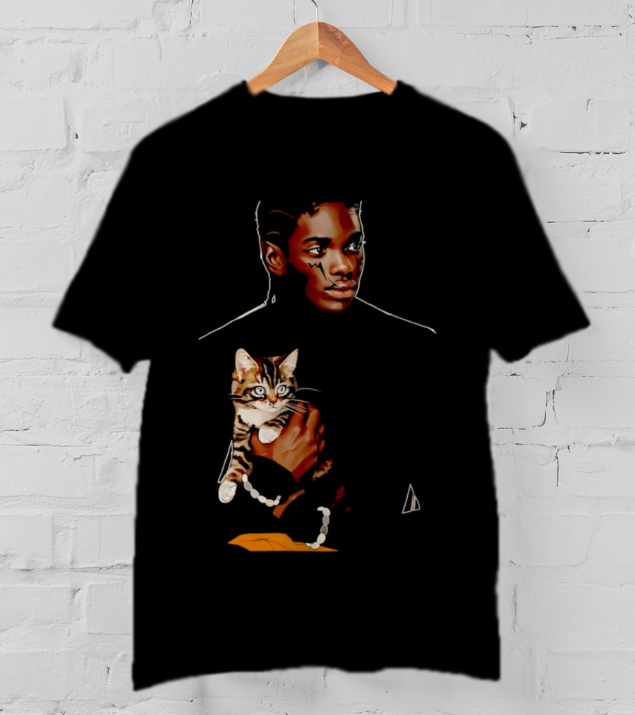 Young Man Holding A Tabby Cat Painting T-Shirt
