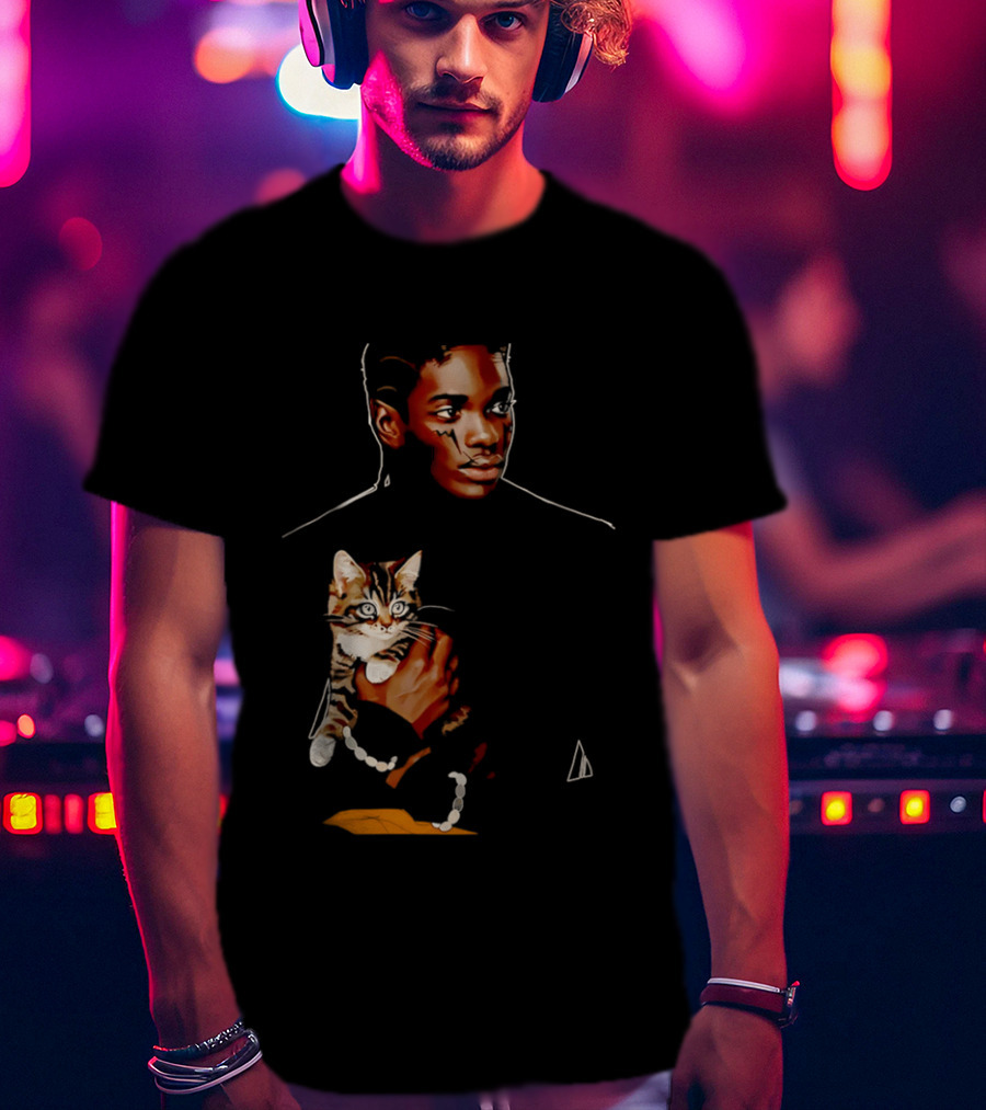 Young Man Holding A Tabby Cat Painting T-Shirt