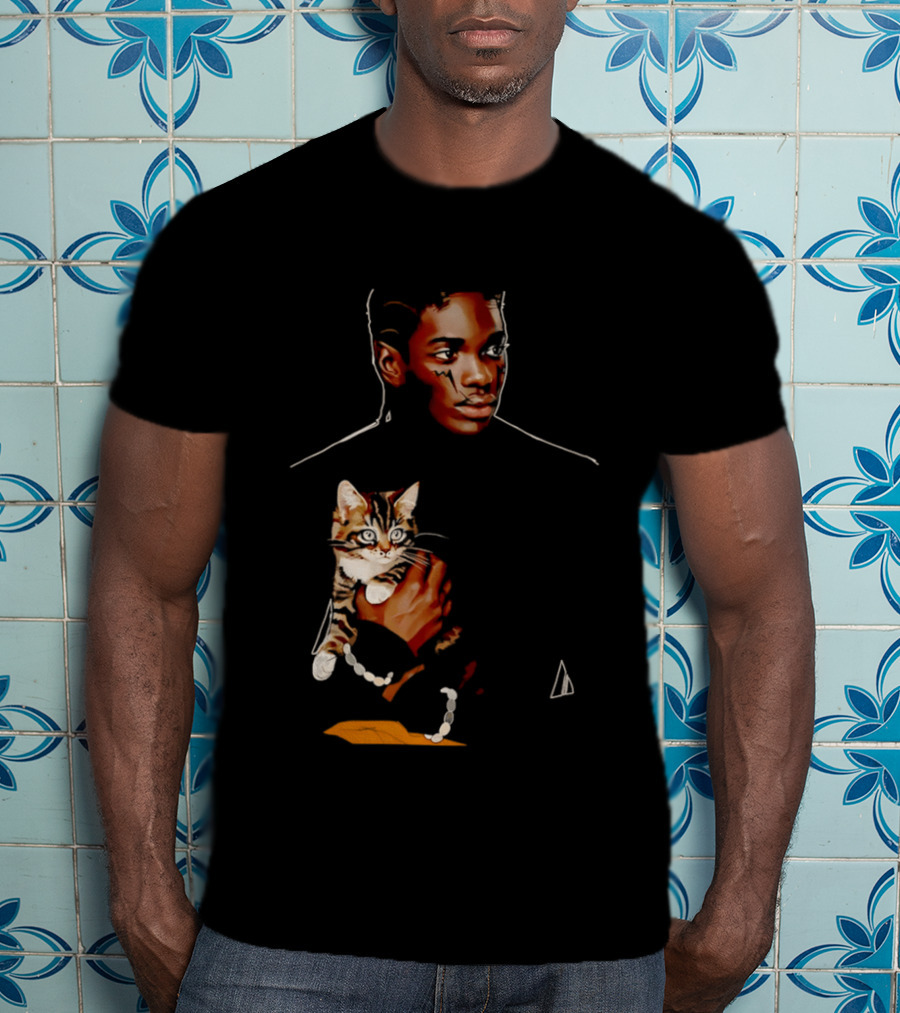 Young Man Holding A Tabby Cat Painting T-Shirt