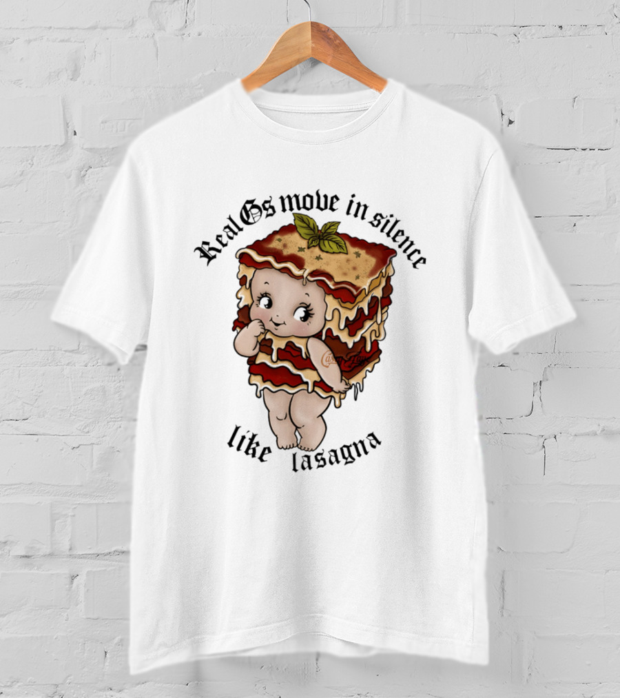 Real Gs Move In Silence Like Lasagna Baby Food Cute Pasta T-Shirt