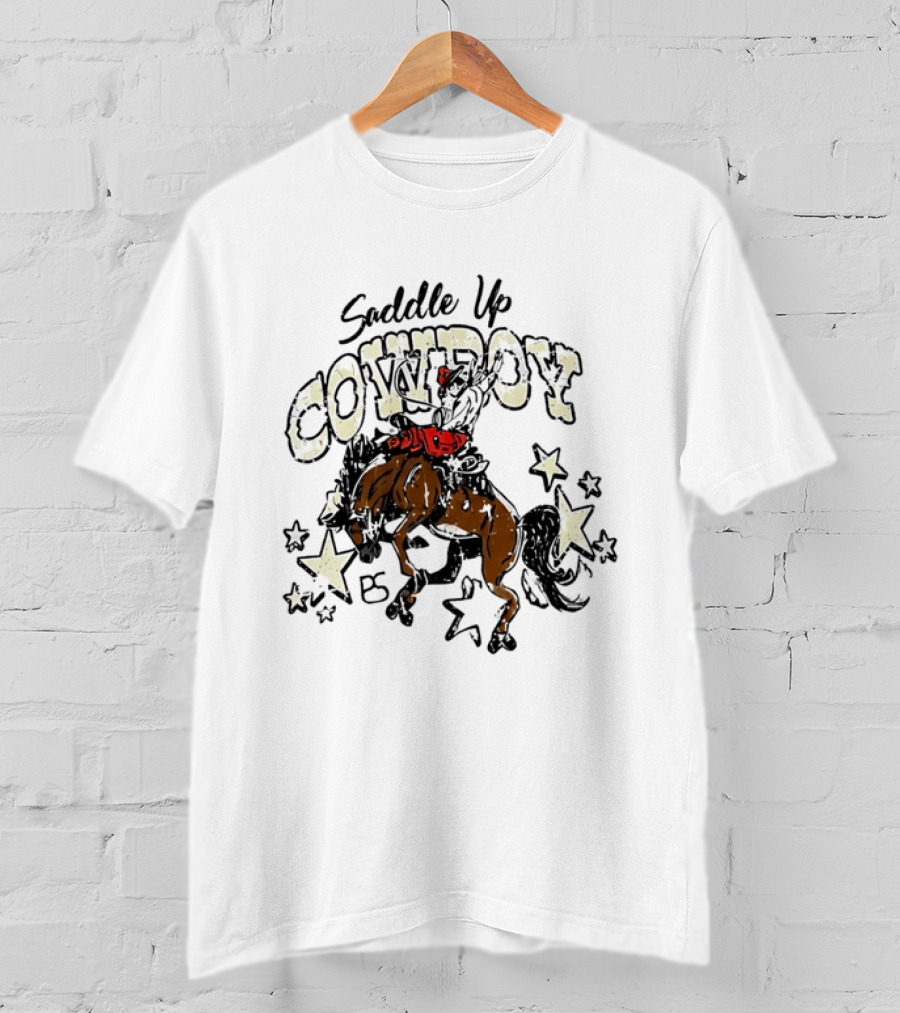 Saddle Up Cowboy Distressed Bucking Bronco Horse Rodeo Stars Bs T-Shirt