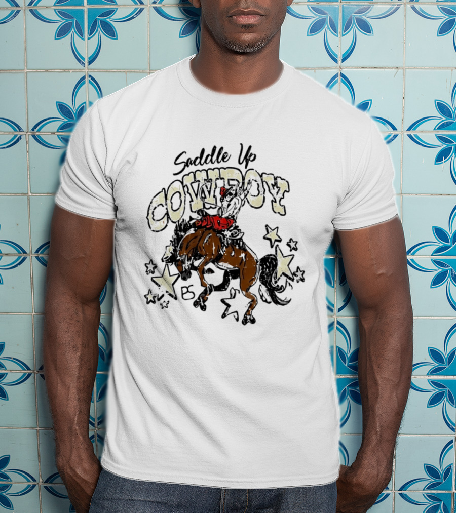 Saddle Up Cowboy Distressed Bucking Bronco Horse Rodeo Stars Bs T-Shirt