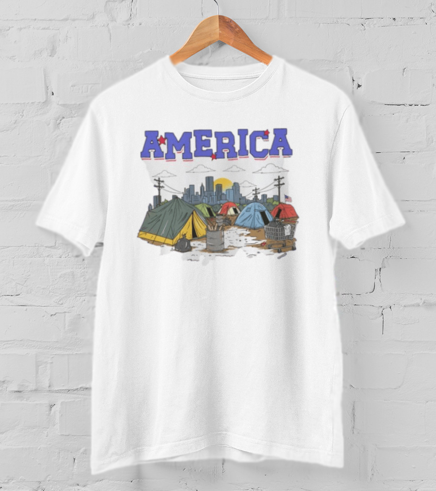 America Cityscape Homeless Encampment T-Shirt