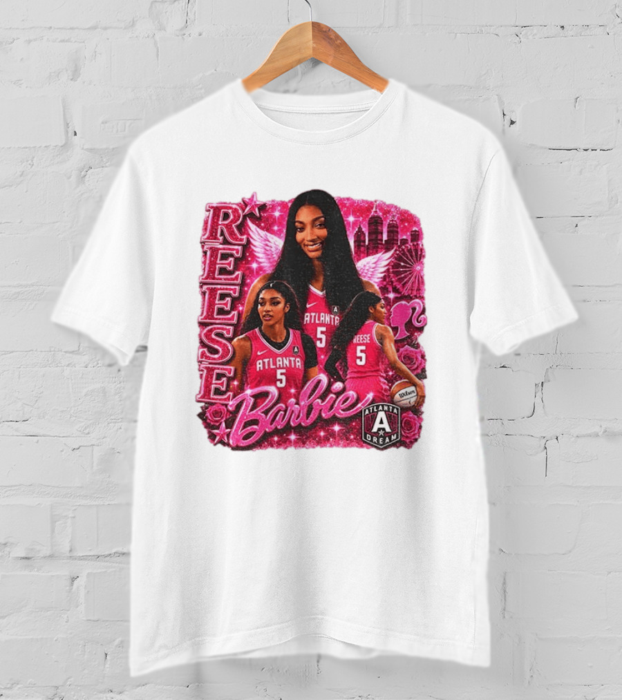 Angel Reese Atlanta Dream Barbie Pink Basketball Collage WNBA T-Shirt
