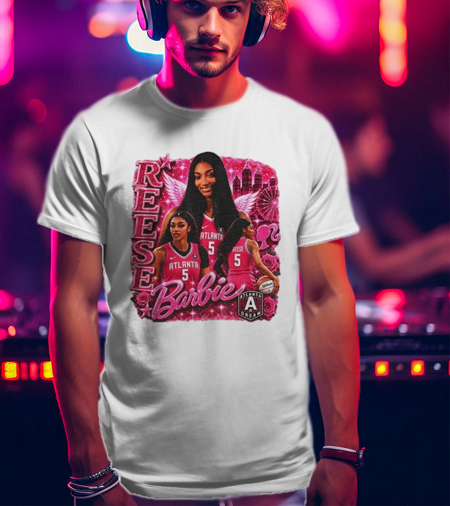 Angel Reese Atlanta Dream Barbie Pink Basketball Collage WNBA T-Shirt