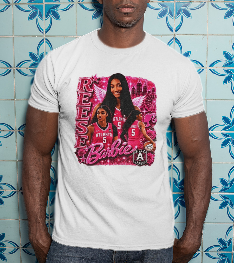 Angel Reese Atlanta Dream Barbie Pink Basketball Collage WNBA T-Shirt