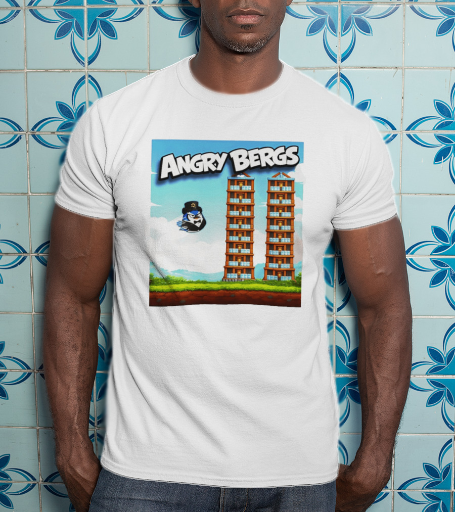 Angry Bergs Funny Parody Building Smash блоки Stack Game T-Shirt