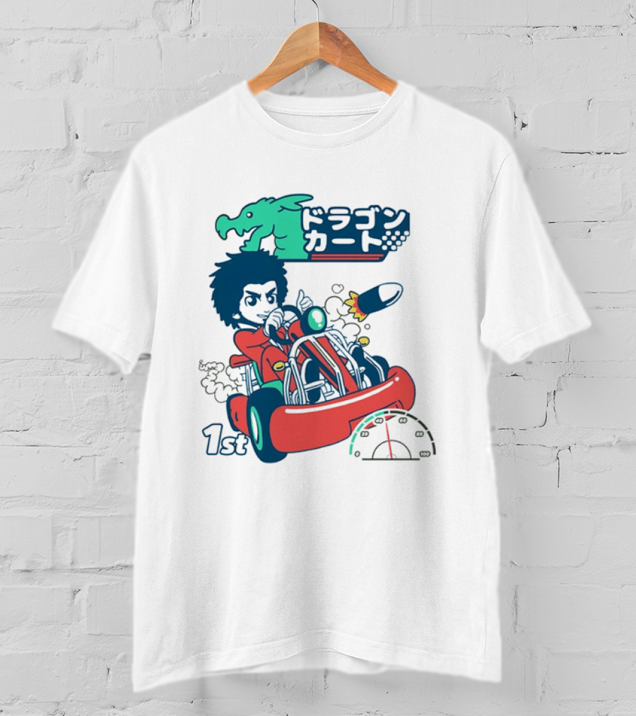 Dragon Kart Japanese Afro Racer 1st Place Red Vehicle Rocket Gauge T-Shirt