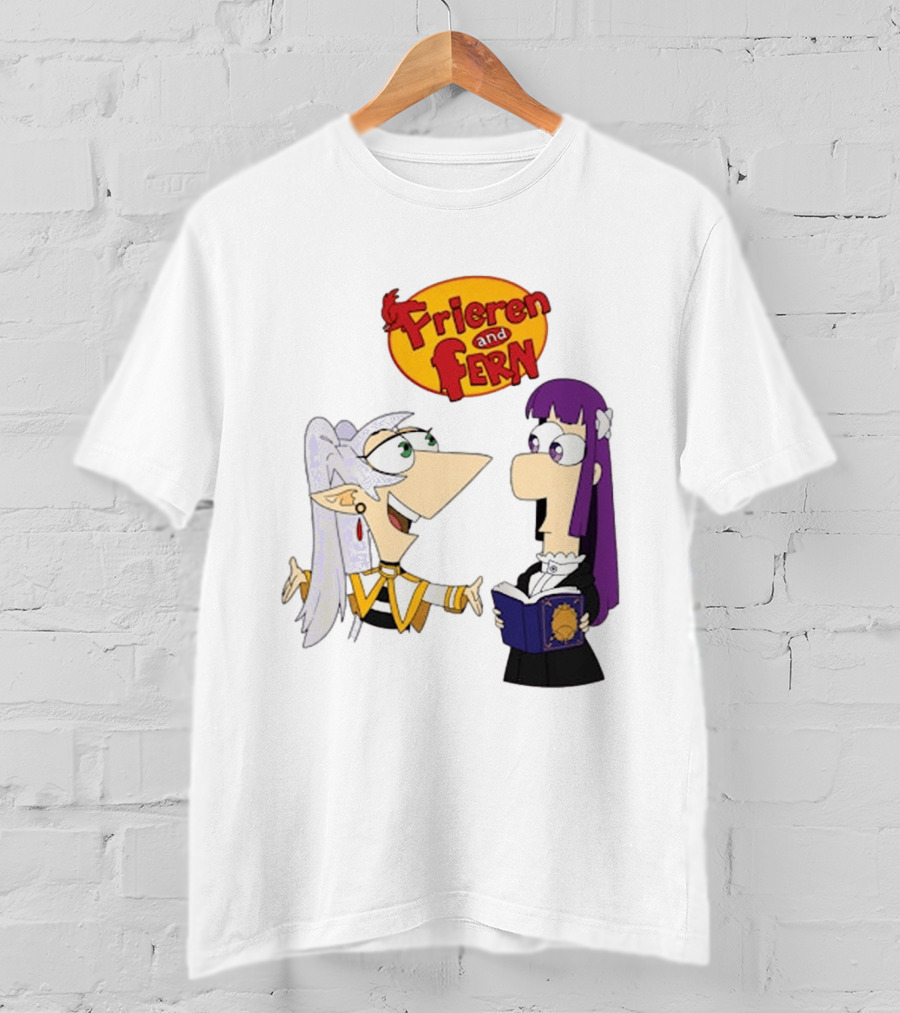 Frieren And Fern Animated Characters With Book And Unique Cartoon T-Shirt