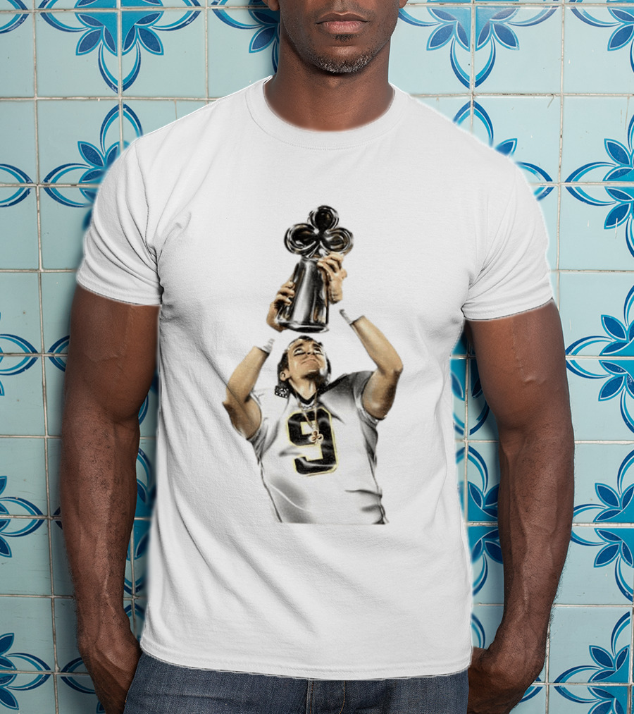 Drew Brees Saints Hall Of Fame 2026 Number 9 Trophy Celebration T-Shirt