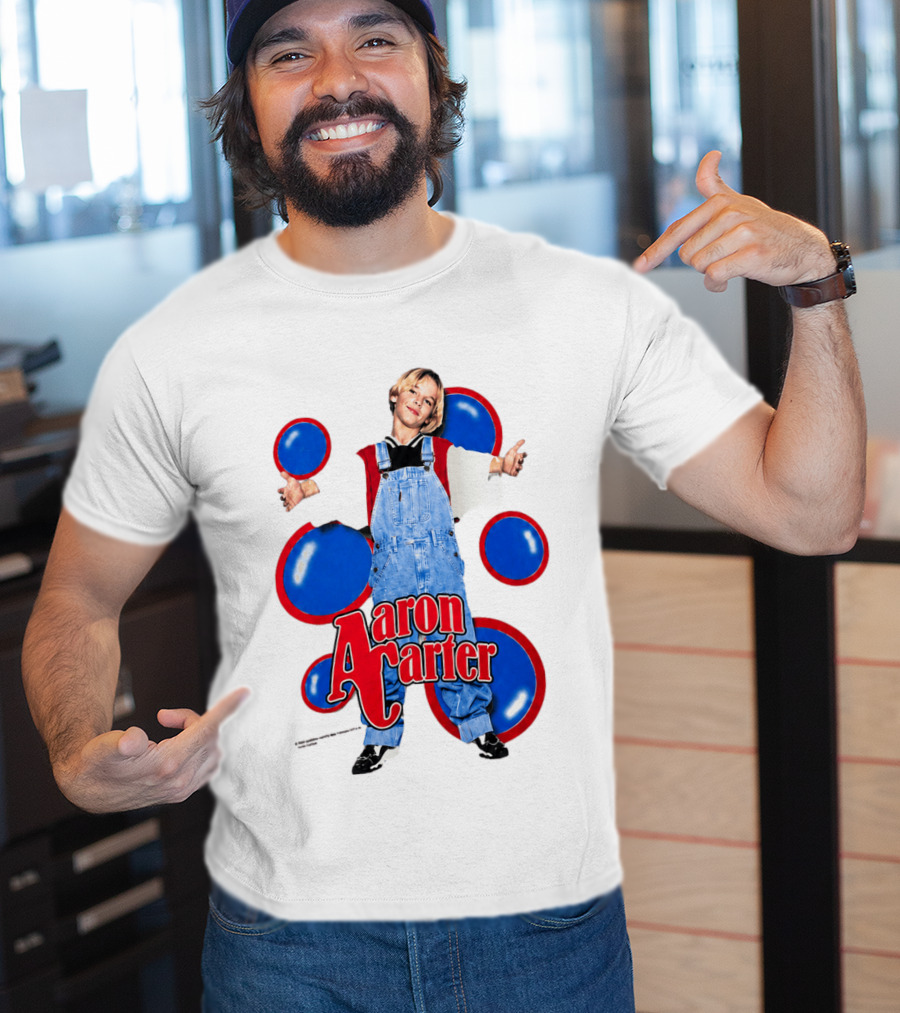 Aaron Carter Overalls Blue Red Circles Fashion T-Shirt